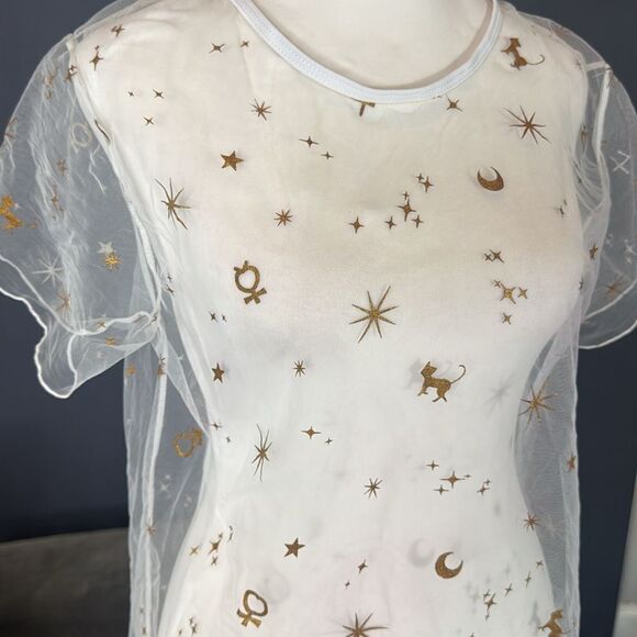 Women's Sheer Star and Moon Lightweight Swimwear Coverup Size S NWT - Picture 2 of 10